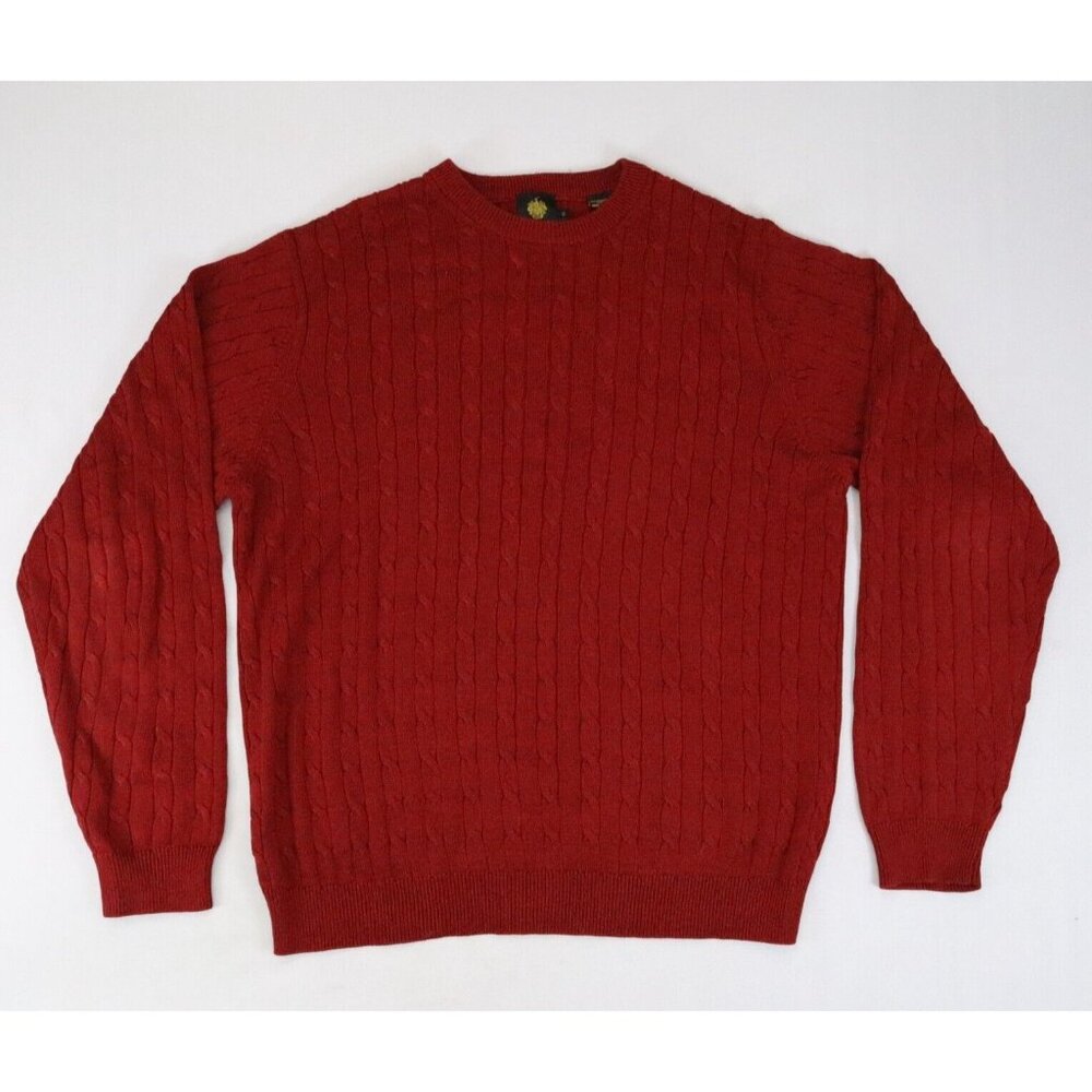 Trump Golf Sweater Mens S Red Cable Knit‎ Pullover Crew Neck Mercerized Cotton